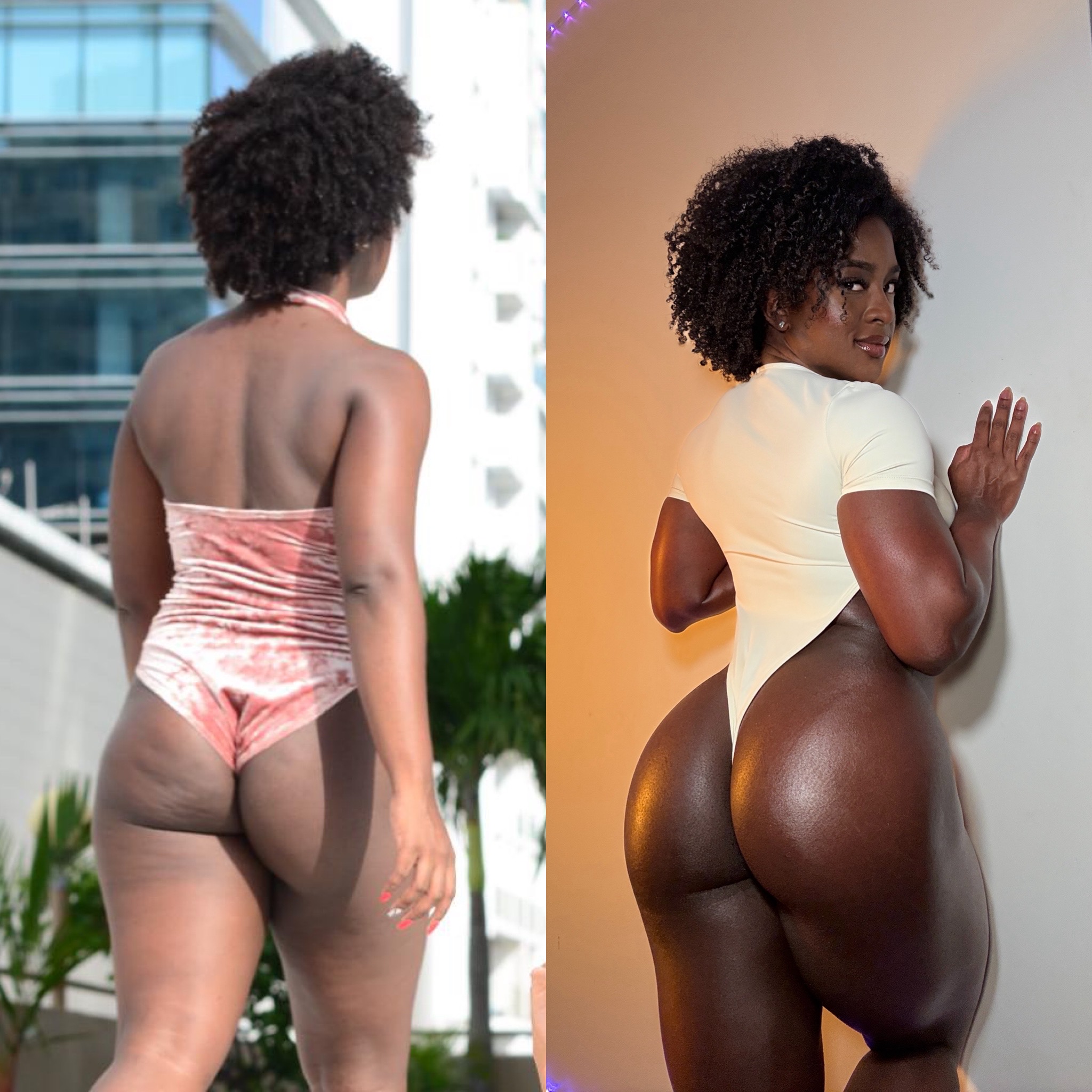 Ivonne Fit glute and leg transformation before and after, muscle girl bodybuilder with big legs