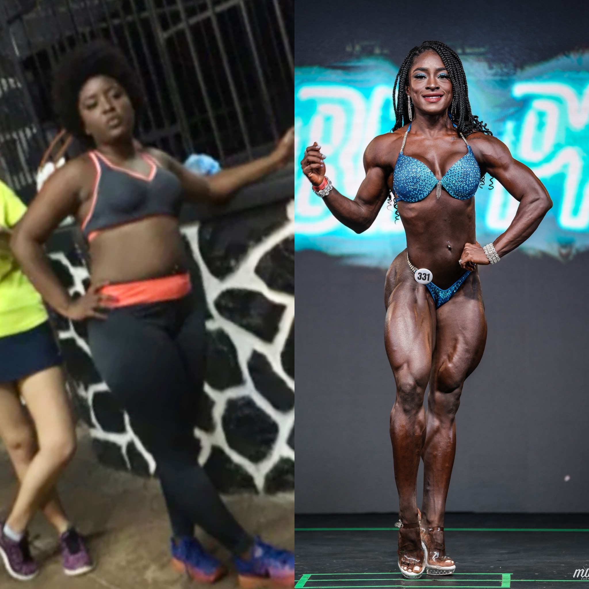 Ivonne Fit before and after: from starting to train in 2018 to competing as a Central American female bodybuilder with big legs